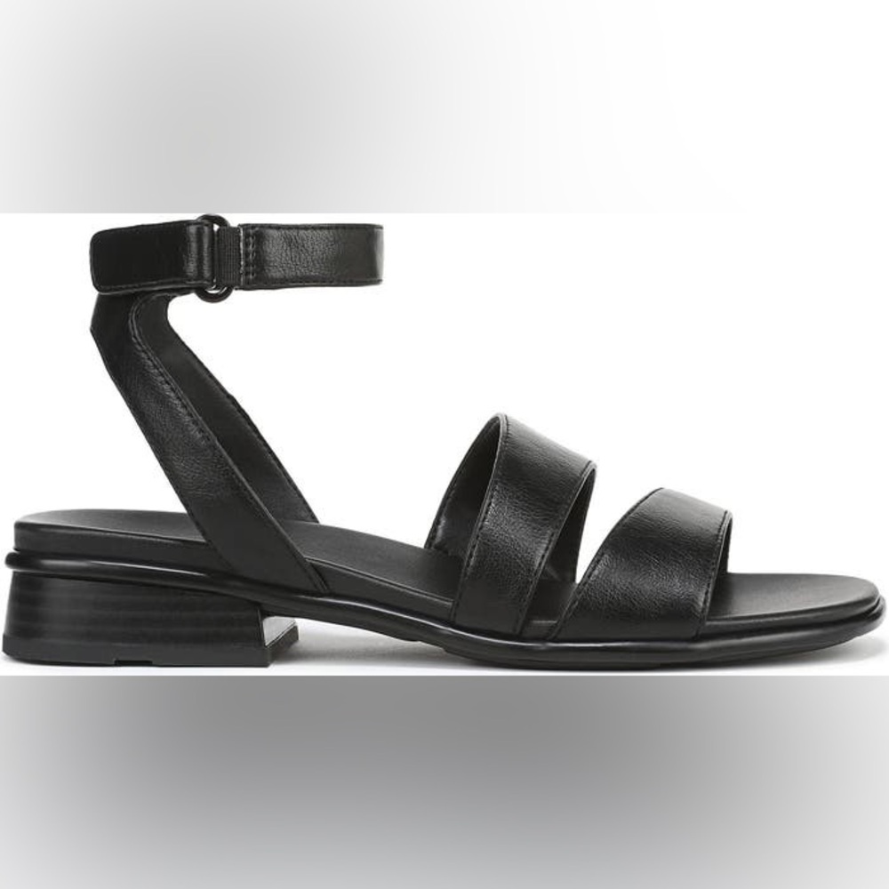 NATURALIZER EFFIE SQUARE TOE BLACK SANDALS 11 W WIDE - Picture 2 of 11